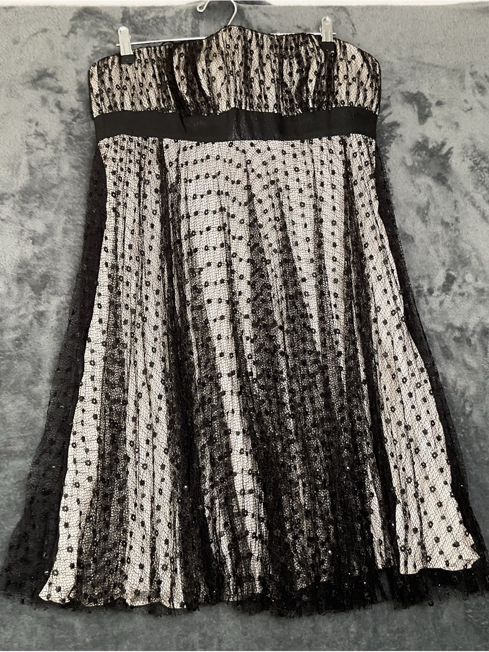 Carmen Marc Valvo Dress Women’s 12 Black Strapless Lace Overlay Cocktail Prom